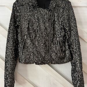 Vero Moda Glittering Black Sequin Biker jacket
